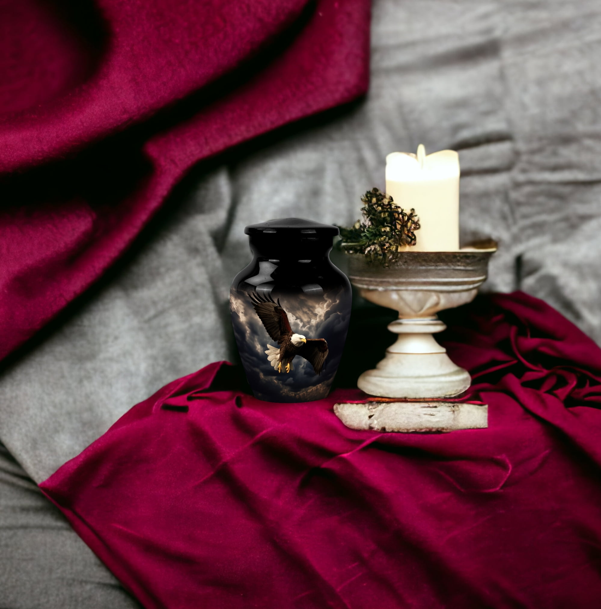 Unique Eagle With Rain Clouds Design Urn Urns For Human Ashes - Little Cremation Keepsakes - Tiny Cremation Urn Human Ashes - Small Memorial Ashes Urn - Mini Urn For Ashes 3Inch Set Of 4