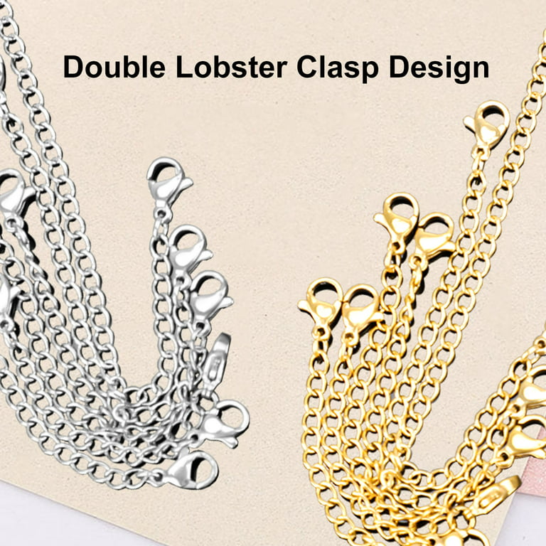  Tiparts 8 pcs Necklace Extender Bracelet Extender Gold Silver  Chains Set with Lobster Clasps,Length: 6 4 3 2