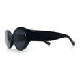 thumbnail image 6 of Womens Mod Fashion Thick Arm Inset Lens Large Oval Plastic Sunglasses All Black, 6 of 8