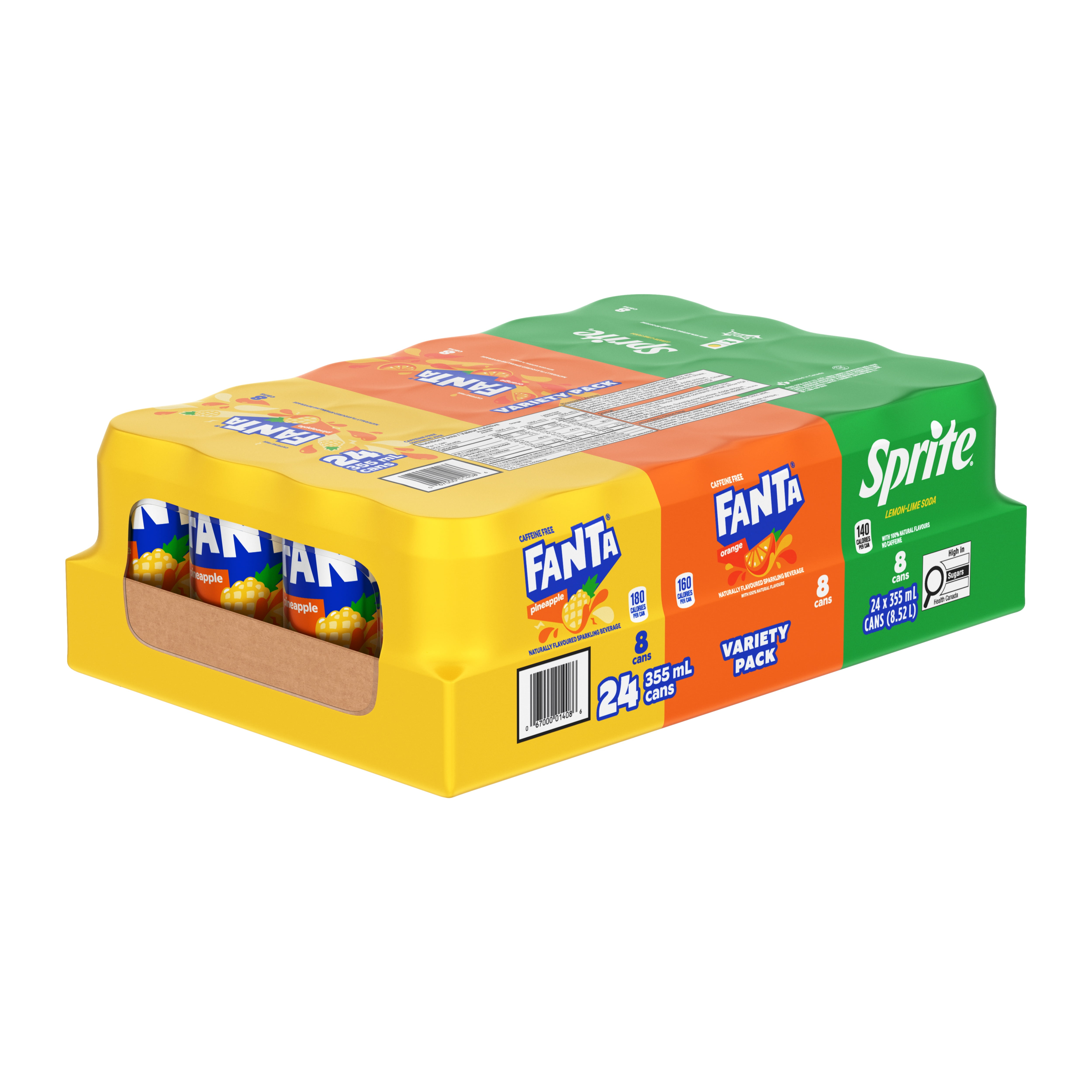 Emballage mixte de 24 canettes de Fanta Emballage de 24 boissons gazeuses Sprite et Fanta aromatisées aux fruits en canette de 355 mL