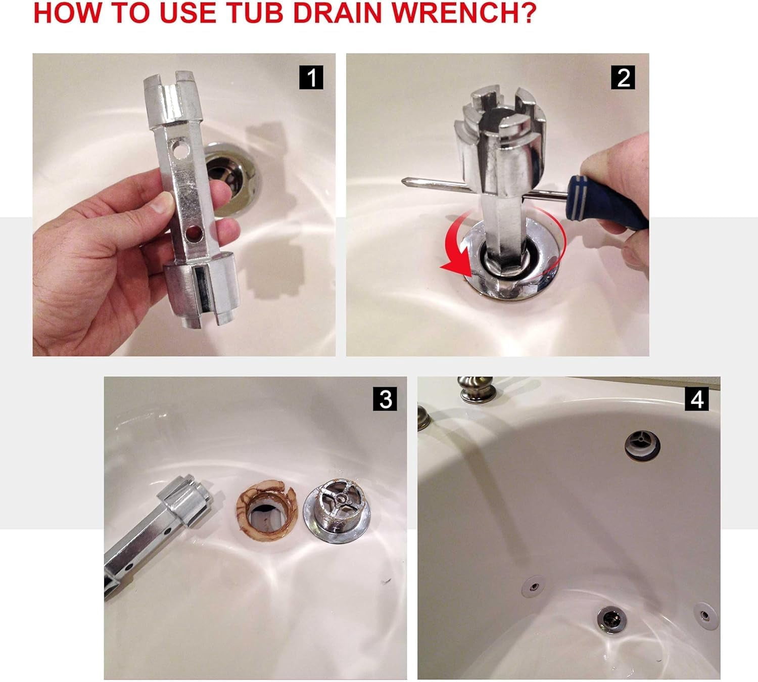 MKEUDQ-Tub Drain Remover Wrench Bundle with 6 inch Adjustable Wrench