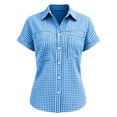 thumbnail image 7 of MYAOYI Womens Tops Gingham Checkered Short Sleeve Shirts, Button Down with Pockets, 7 of 7