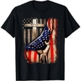 thumbnail image 1 of Playera de Mujer con Cruz Cristiana y Bandera Americana - Fe Sobre el Miedo, 1 of 7