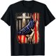 thumbnail image 1 of Playera de Mujer con Cruz Cristiana y Bandera Americana - Fe Sobre el Miedo, 1 of 7