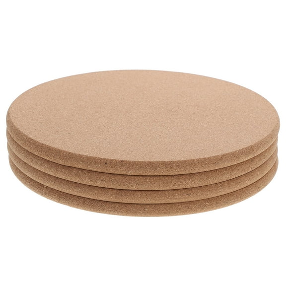 PAMINGONO 4Pcs Khaki Cork Trivets Rustic Style for Homeowners 7.5X7.5X0.4In