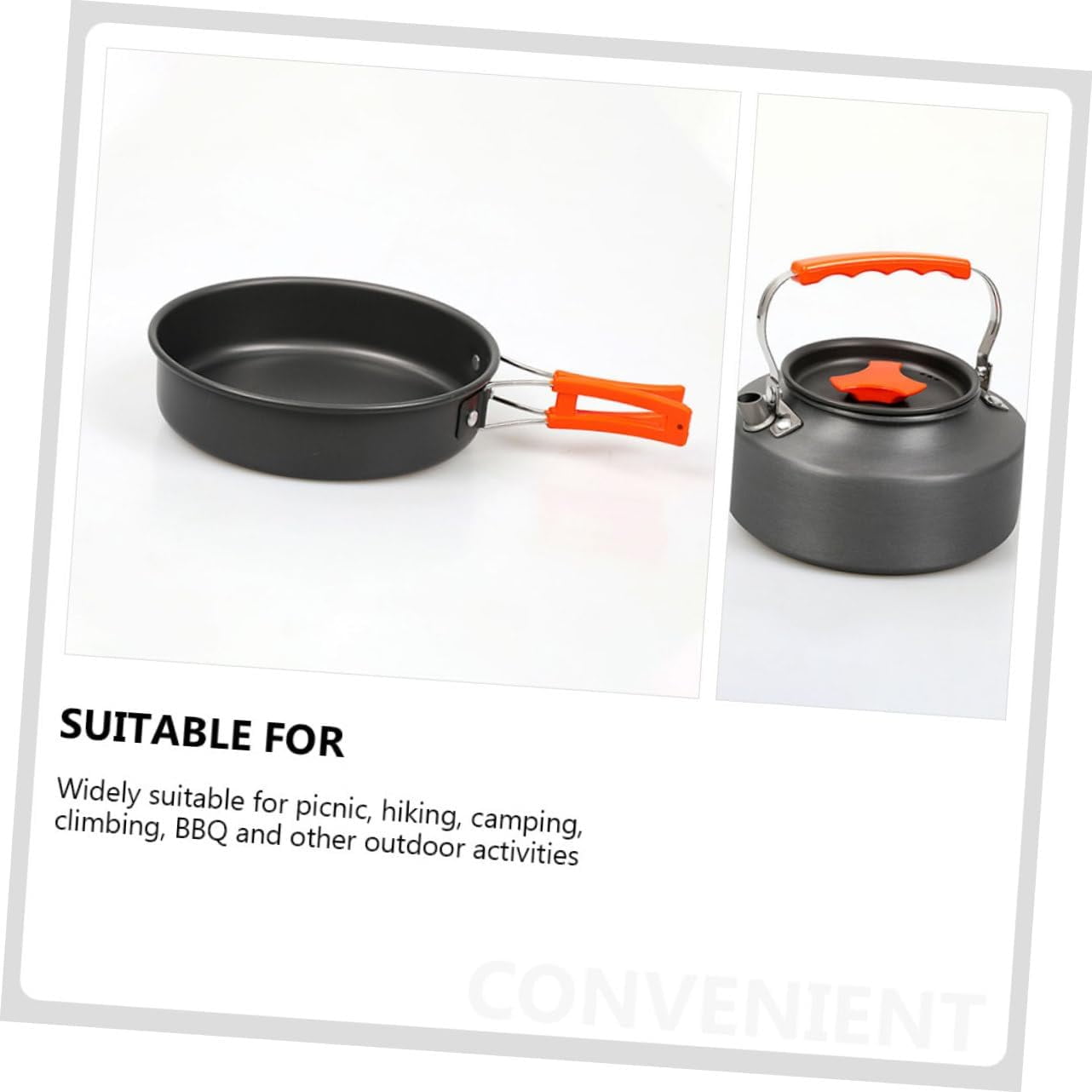 Portable Camping Cookware Set Lightweight Non-Stick Cookware Kit for People Includes Kettle and Frying Pans for Outdoor Cooking and Hiking Activities