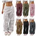 thumbnail image 2 of Monos casuales de estilo urbano con bolsillos y cordones de color liso de estilo europeo y americano para mujer, 2 of 6