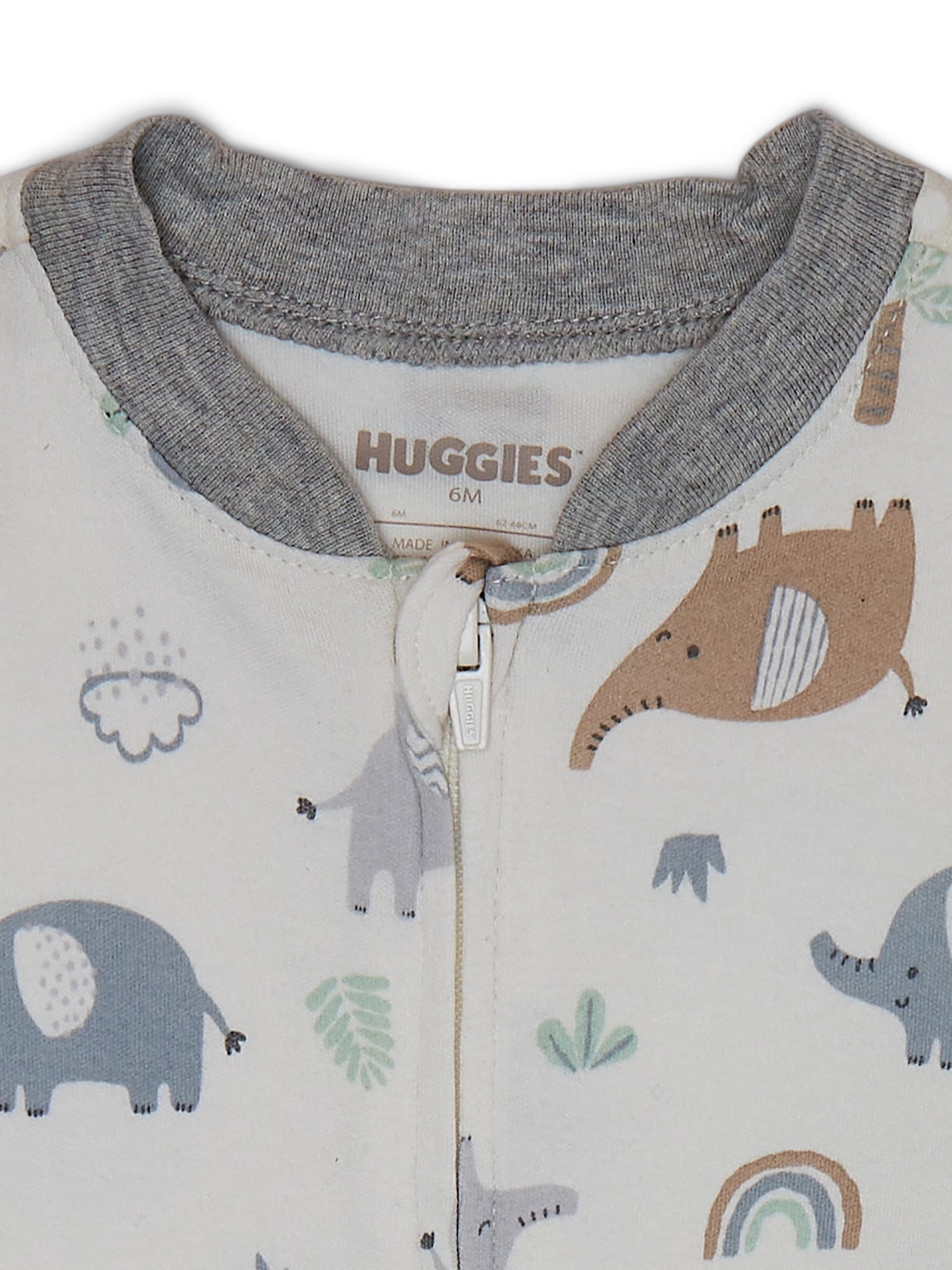 Huggies Baby Boy Alex The Elephant Printed Organic Cotton Sleep and Play, Sizes NB-9M