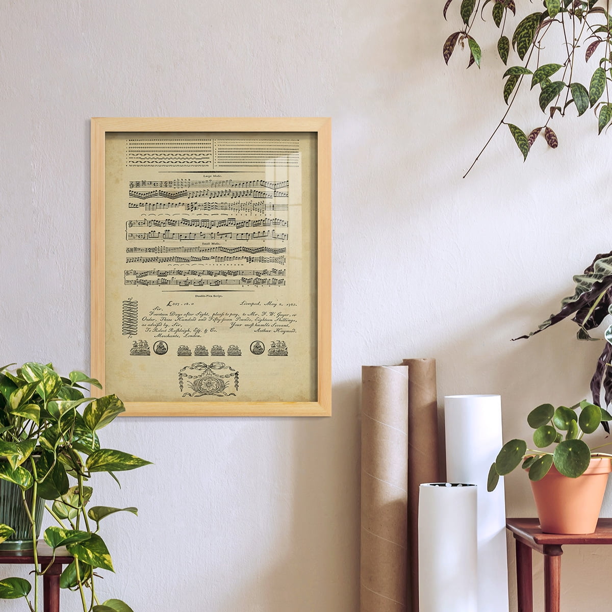Deckled Encyclopediae V (AS) -Framed Print w/glass-Natural Wood