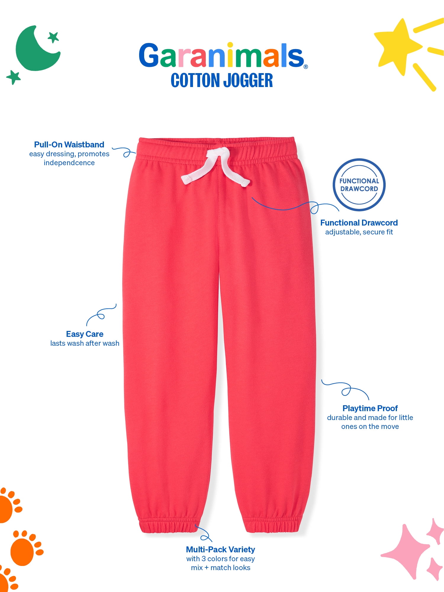 Garanimals Newborn, Baby & Toddler Boy Cotton French Terry Pull-On Joggers, Single & Multi-Pack, Sizes 0-6T