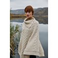 thumbnail image 3 of SAOL Irish 100% Merino Wool Cable Knit Poncho Women's Aran Fisherman Cowl Neck Button Irish Cape, One Size, 3 of 6