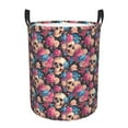 thumbnail image 6 of Picia Skull Blue Flower Large Laundry Basket, Waterproof, Freestanding Laundry Hamper, Collapsible Tall Clothes Hamper with Extended Handles-Medium, 6 of 8