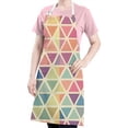 thumbnail image 5 of Multi Color Triangle Checkered Pattern Apron-Garden Aprons for Women with Pockets-Cotton Linen Waterproof Kitchen Cooking Gardening Aprons Adjustable for Kitchen,Cooking,BBQ and Salon 33x27 Inch, 5 of 7