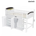thumbnail image 2 of Harper & Bright Designs Twin Loft Bed with Storage Wardrobe & Cabinet, Solid Wood Modern Loft Bed with LED Headboard and Guardrails for Bedroom, White, 2 of 11