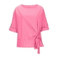 thumbnail image 5 of Itsame Short Sleeved Undershirt Tops for Womens Shirt Fashionable Solid Color Round Neck T-Shirt Blouses Pink Size 3XL, 5 of 6