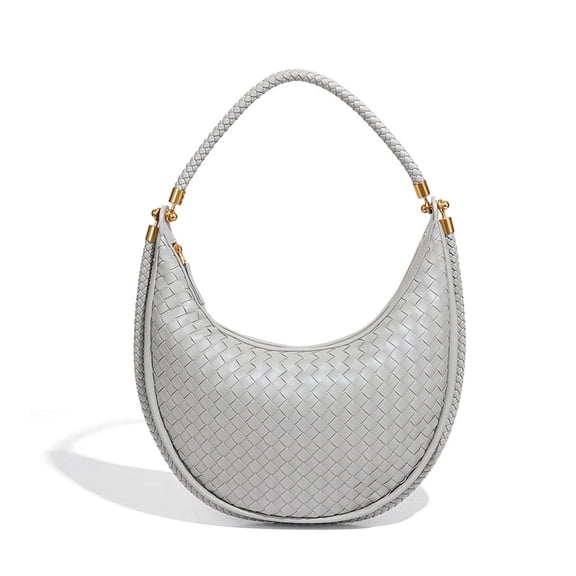 PRIYAL Leather Hobo Bag for Women, Woven Crescent Shoulder Handbag Half Moon Crossbody Purse Underarm Tote Bag for Daily Use