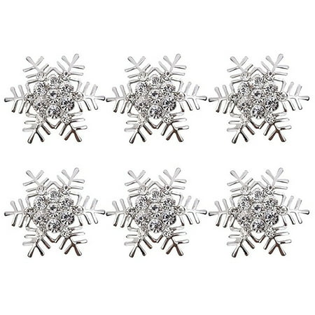 

Wozhidaoke dinnerware sets 3D Snowflakes Hanging Decoration Ornaments Indoor Holiday Decorations 6Pcs Snowflake Napkin Rings Party Table Buckle Holder kitchen gadgets