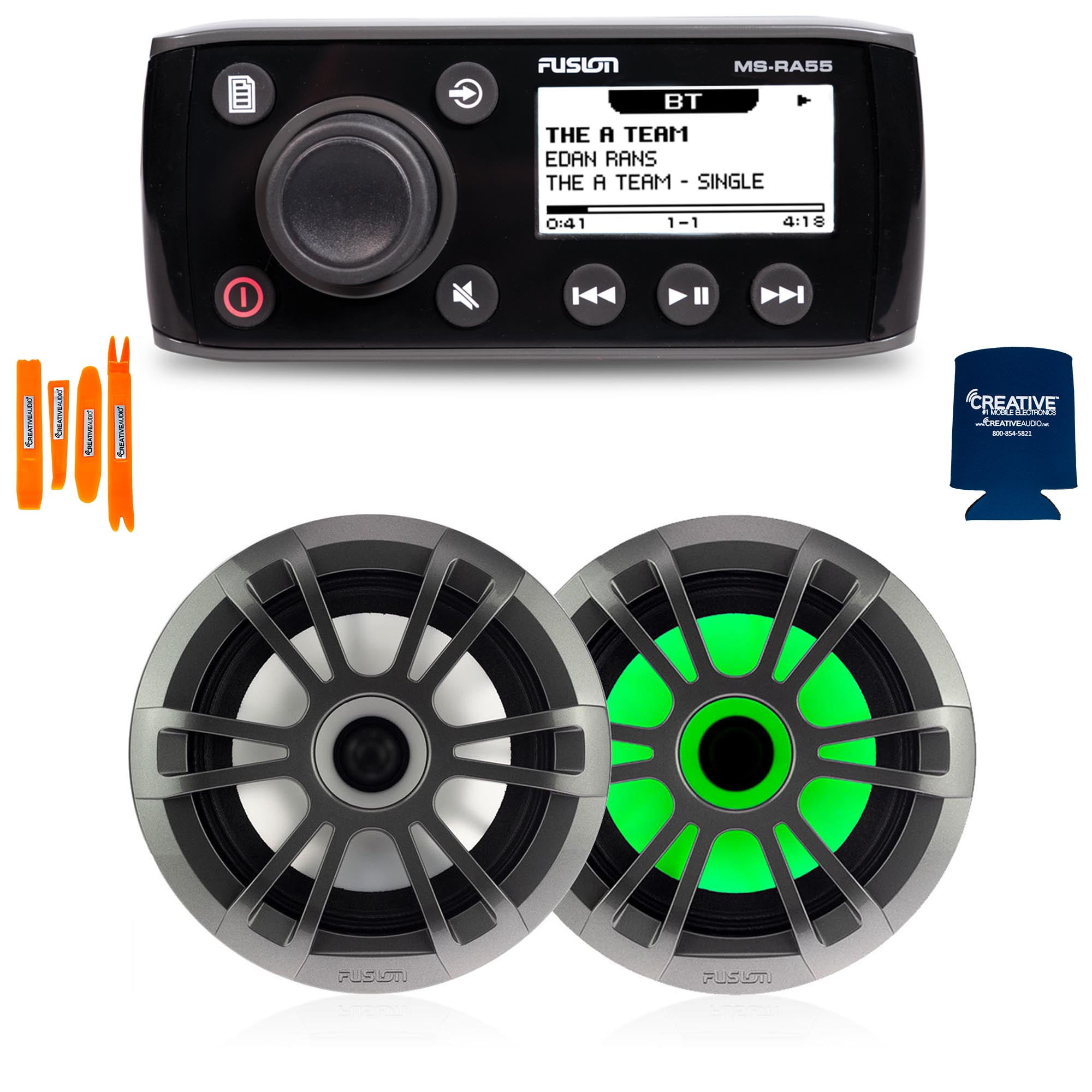 Fusion MSRA55 Compact Marine AM/FM/BT Stereo with 1 Pair Fusion EL