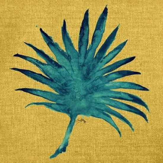 Leaf on Yellow Burlap Canvas Art - Elizabeth Medley ()