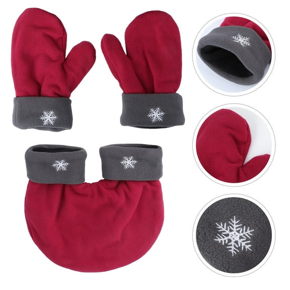 DINHEAROM Red Polar Fleece Couple Hand Mitts 3-Pack Valentine's Day Gift Set for Winter Warmth