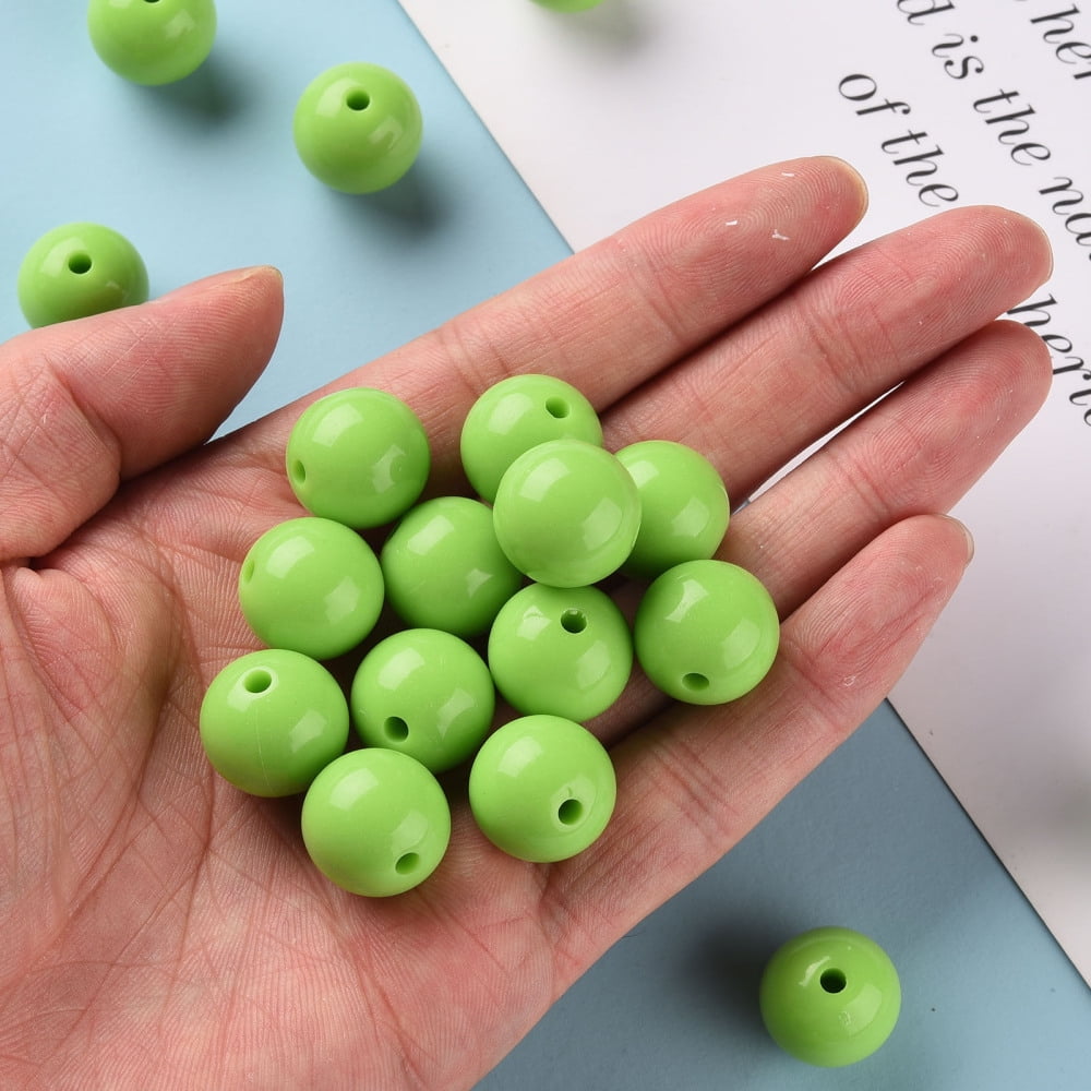 Opaque Acrylic Beads Round Lawn Green 16x15mm Hole: 2.8mm 220pcs/500g diy