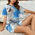 thumbnail image 2 of Lafuoo Cute Cloud Bichon Frise Pattern Women's Round Neck Short Sleeve Pajamas Set, Button Pajamas Elastic Band Pajamas Home Wear-4X-Large, 2 of 9