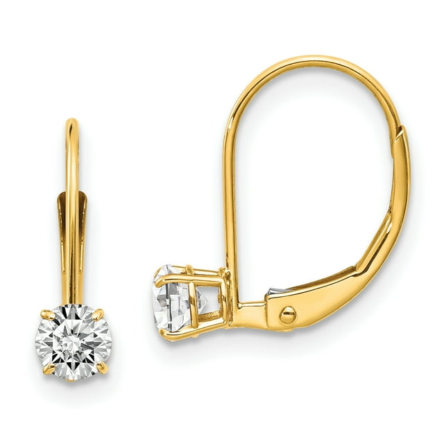 Boucles d'Oreilles en Or Jaune 14 K Topaze Blanche - Avril