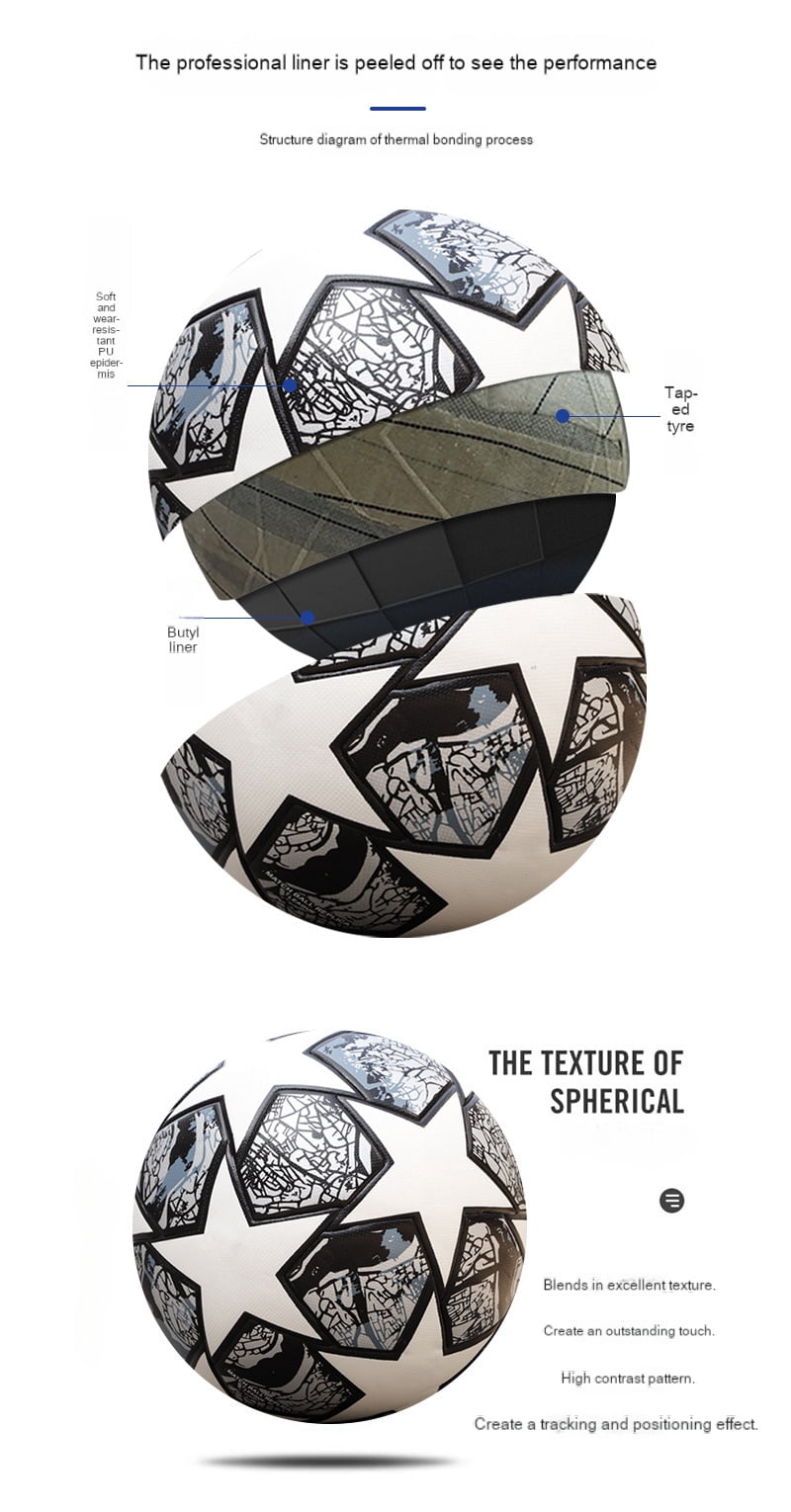 Professional No. 5 football, made from heat-fused waterproof PU material, suitable for competition and training, complete with a pump, mesh bag and carry case