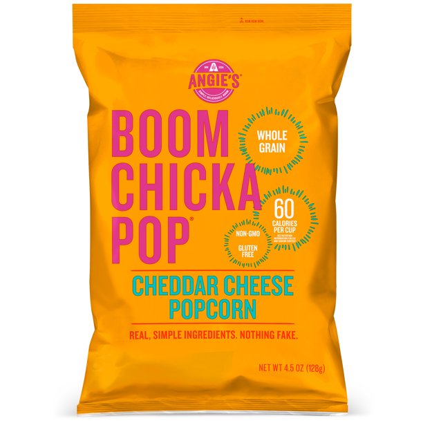 Angie's BoomChickaPop Cheddar Cheese Popcorn, PrePopped Popcorn Bag, 4