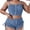 Blue, variant on Women's Two Piece Summer Set Casual Comfy Pajama Suit Spaghetti Strap Camisoles Side Drawstring Shorts Home Wear (XXL, Gray)