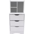 thumbnail image 6 of FETCOI Modern Nightstand High Bedside Table with 3 Drawer, Multifunctional Bedside Cabinet White Bedroom Storage Side Table with Open Shelf, 6 of 9