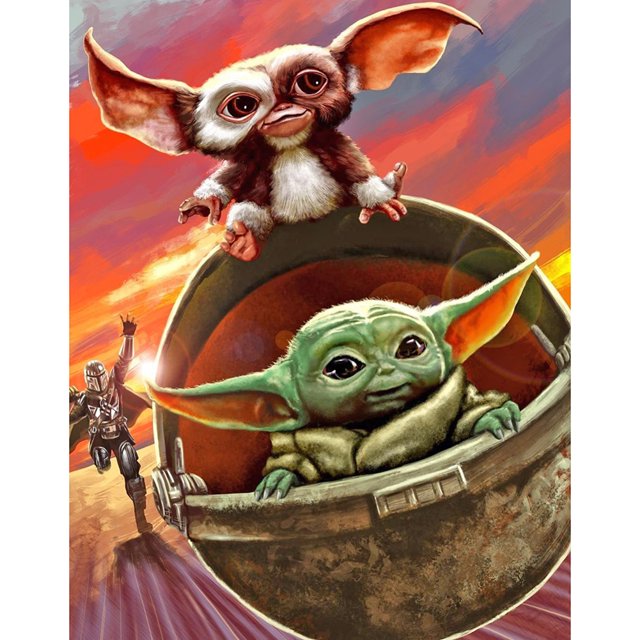Cuadros Decorativos Kit de pintura de diamantes de resina mosaico de diamantes de imitación de Yoda de dibujos animados DIY para regalo de pared JShteea Nuevos Originales