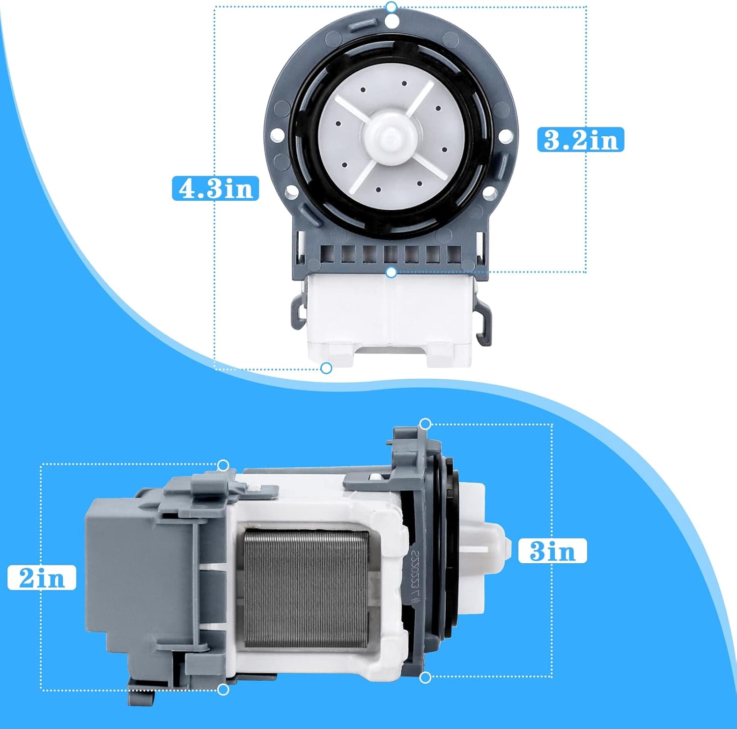 New Washer Drain Pump DC31-00054D DC31-00187A PX3516-01 for Samsung Washing Machine Models in the WA4, WA5, WF2, WF3, WF4, and WF5 series by TOMOON