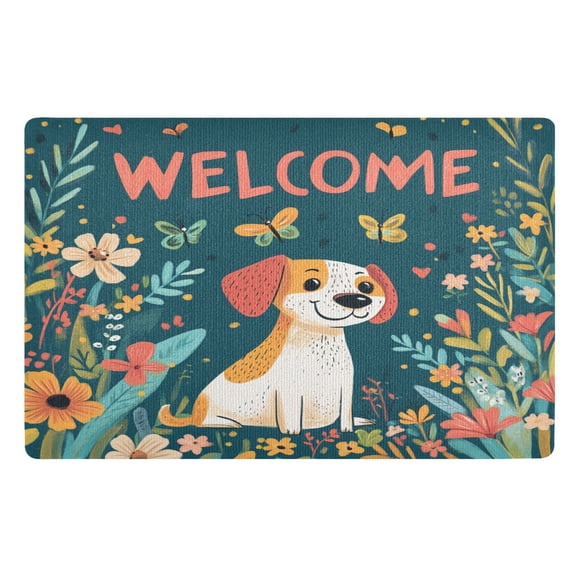 BZSMCE Floor Mats 32x20in Dog Sitting in Garden Creativity Doormats