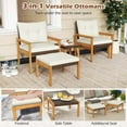 thumbnail image 6 of Costway 5 PCS Rattan Furniture Set Wood Frame Chairs & Ottomans with Square Coffee Table, 6 of 9