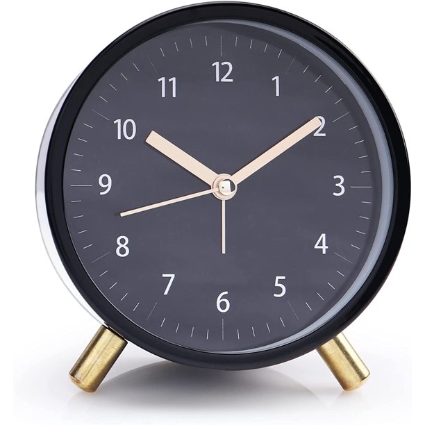 Alarm Clock 4.5" Bedside Analog Alarm Clock for Bedroom Battery