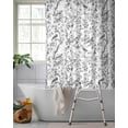 thumbnail image 2 of Split Shower Curtain for Transfer Bench, Grey Botanical Fabric Shower Curtains for Bathroom, Elegant Watercolor Botanical Birds Tub Sliding Transfer Bench Waterproof Bath Curtains 72"x84", 2 of 9