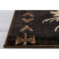 thumbnail image 4 of Lodge, Cabin Nature and Animals Area Rug - Nature Pattern Cabin Area Rug - Abstract, Chocolate Brown/Beige-Fishing Tools/Fish/ Deer, 4 of 7