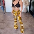 thumbnail image 2 of Levmjia Womens Flared Pants Vintage Modern Printed Slim High Waisted Casual Soft Stretchy Comfort Fit For Yoga Home Wear All Season Long Trousers, 2 of 9