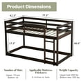 thumbnail image 2 of Mirightone Wooden Twin over Twin Bunk Floor Bed with Ladder, Twin Size Low Bunk Bed, Upper Bed with Slats, Espresso, 2 of 8