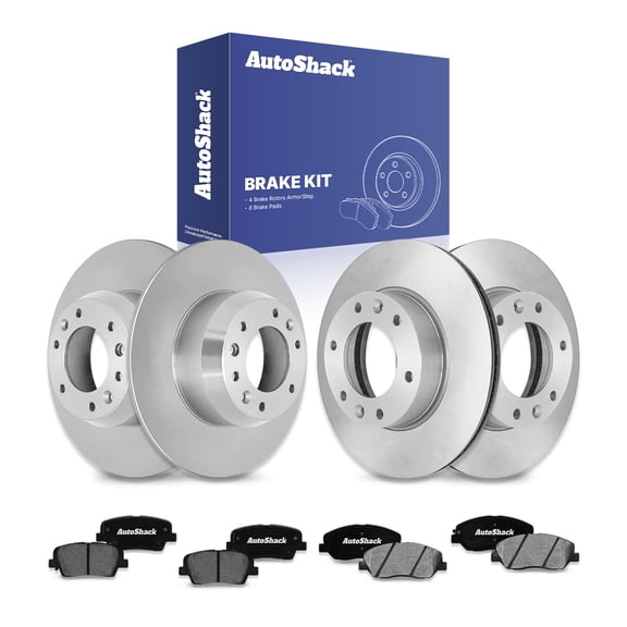 AutoShack Front & Rear Brake Rotors & Ceramic Pads for Kia & Hyundai, Sedona 2006-2012, 2014 Entourage 2007-2010, FWD V6 3.5L 3.8L - Coated - ArmorStop