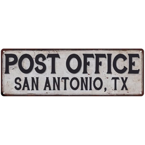 San Antonio, Tx Post Office Metal Sign Vintage 6x18 106180011004