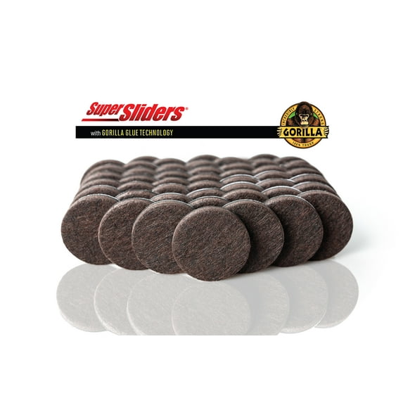 Super Sliders Super Sliders x Gorilla Glue 1 1/2" Round Felt Pads for Hardwood, Brown (48 Pack)