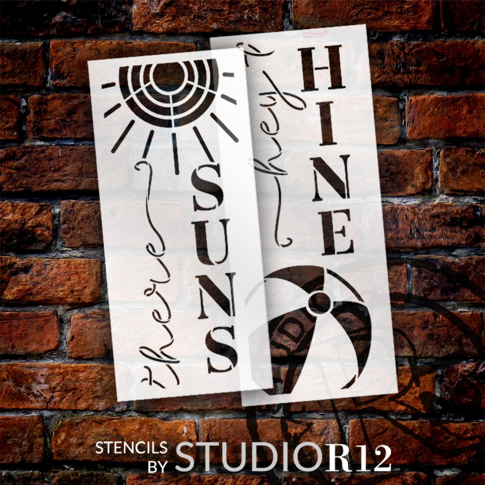 Hey Sunshine with Beach Ball Tall Porch Sign Stencil by StudioR12 DIY