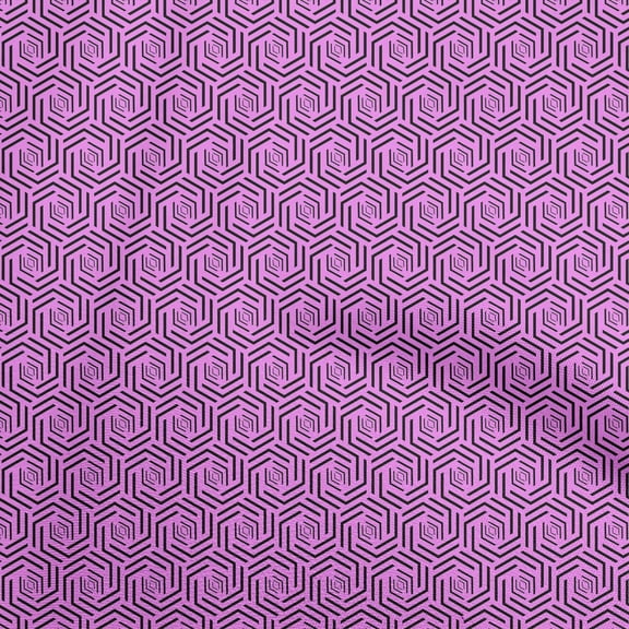 oneOone Cotton Poplin Twill Purple Fabric Geometric Lines Heptagon Sewing Fabric By The Yard Printed Diy Clothing Sewing Supplies 56 Inch Wide