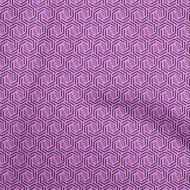 oneOone Polyester Spandex Purple Fabric Geometric Lines Heptagon Craft Projects Decor Fabric Printed By The Yard 56 Inch Wide