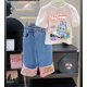 thumbnail image 1 of Pantalones vaqueros con Nudo de mariposa para niñas, pantalones largos de moda de corte recto de pierna ancha, pantalones vaqueros medianos y grandes para niños, 1 of 5