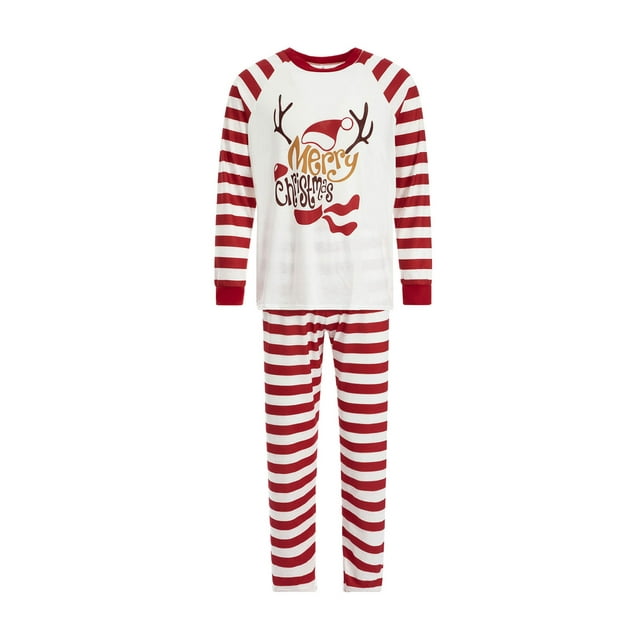 Faithtur Vêtements de Nuit Parent-Enfant de Noël Col Rond Imprimé Elk Hauts Pantalons