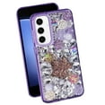 thumbnail image 5 of For Samsung Galaxy A16 5G / SM-A166 Luxury Diamond Rose 3D Leaf Design Raised lip Screen Camera Protection Shockproof Case Cover Purple, 5 of 5