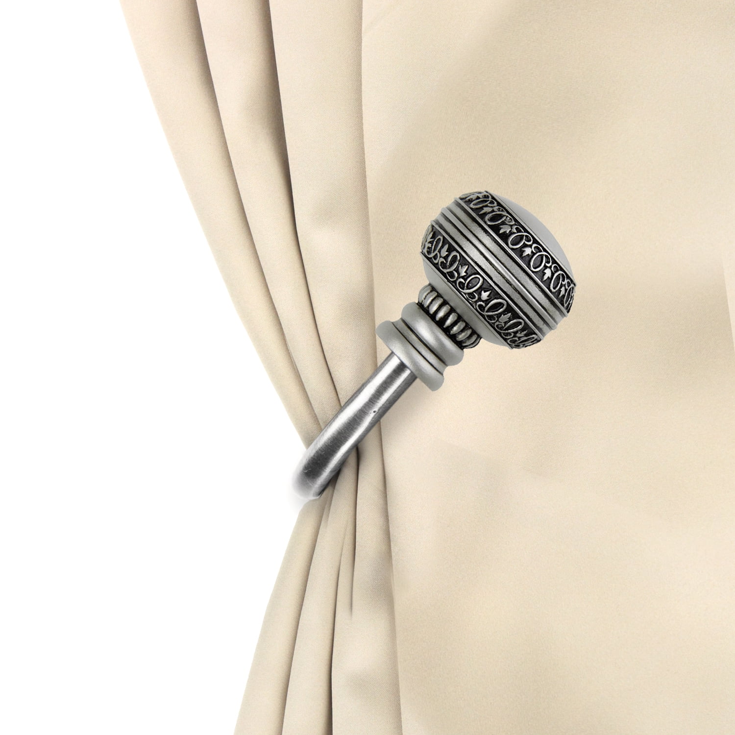 Siena Curtain Holdback Pair in Satin Nickel